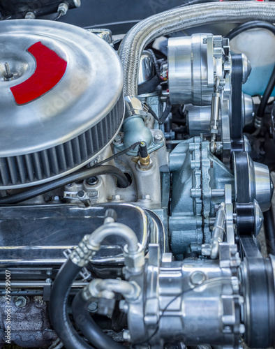 Beautiful close up of a classic car engine