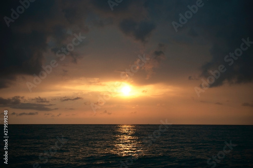 Beautiful landscape with sunset over the sea.