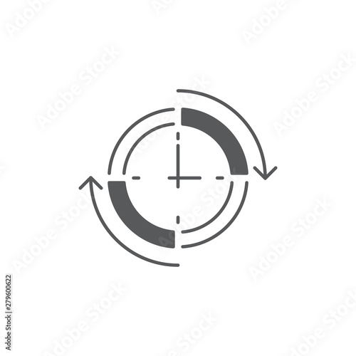 Clock and circular arrow vector icon isolated on white background