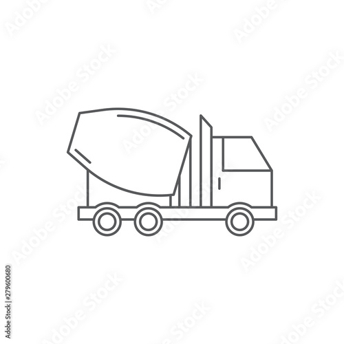 Concrete mixer truck vector icon isolated on white background