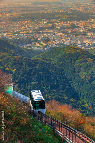 slope car for tourists At Sakurayama Observatory, Kitakyushu, Fukuoka, Japan, In the autumn season.