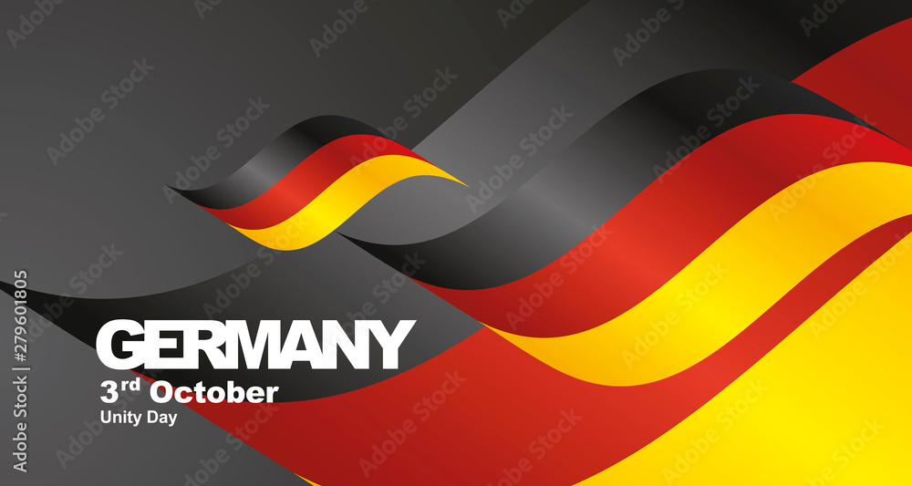 Naklejka premium Germany Unity Day flag ribbon landscape background