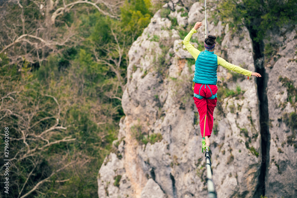 Fototapeta premium Highline in the mountains.