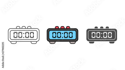 Digital alarm clock vector icon sign symbol