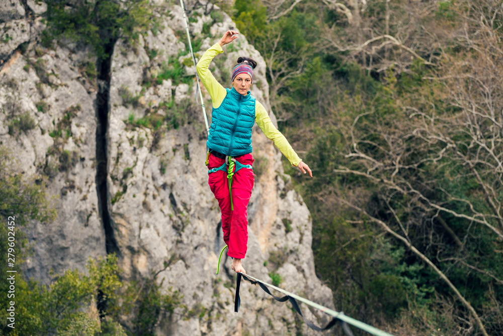 Fototapeta premium Highline in the mountains.