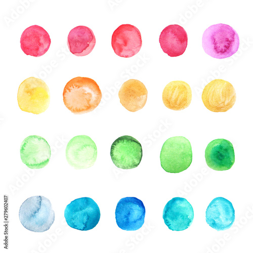 Watercolor colorful dots collection isolated