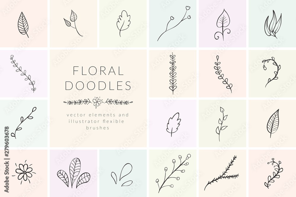 Vector Hand Drawn Doodle florals and plants