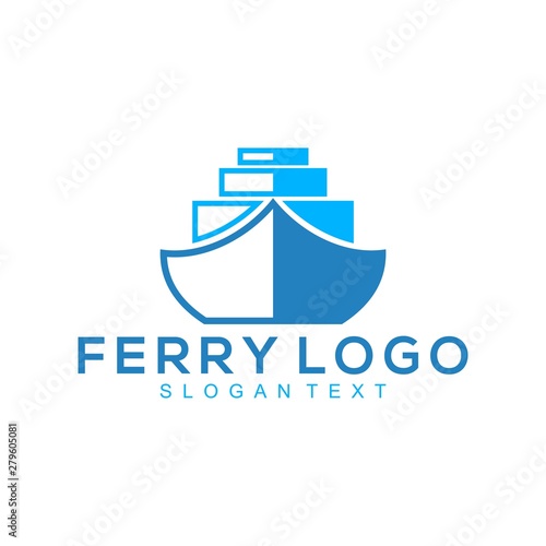 ferry concept blue vector logo