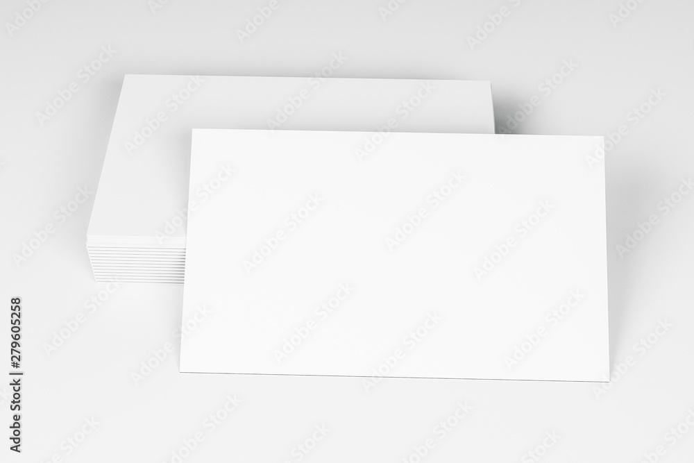 Topview of blank card on desktop Topview of blank card on desktop