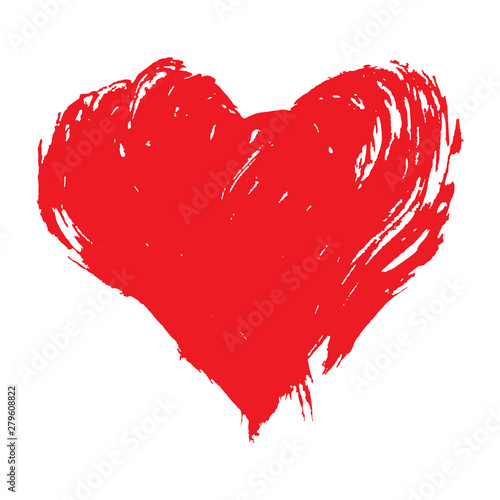 Brushstroke painted red heart shape