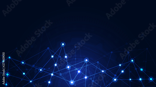 Global network connection. Abstract geometric background with connecting dots and lines. Digital technology and communication concept.