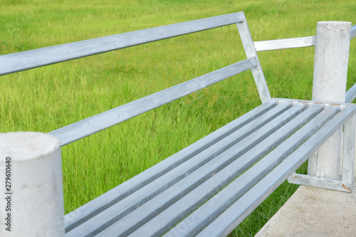 chair bench with rice paddy field