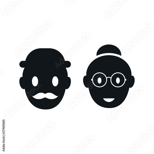 Older couple icon. Pension senior people symbol, elderly or old-aged couple vector illustration