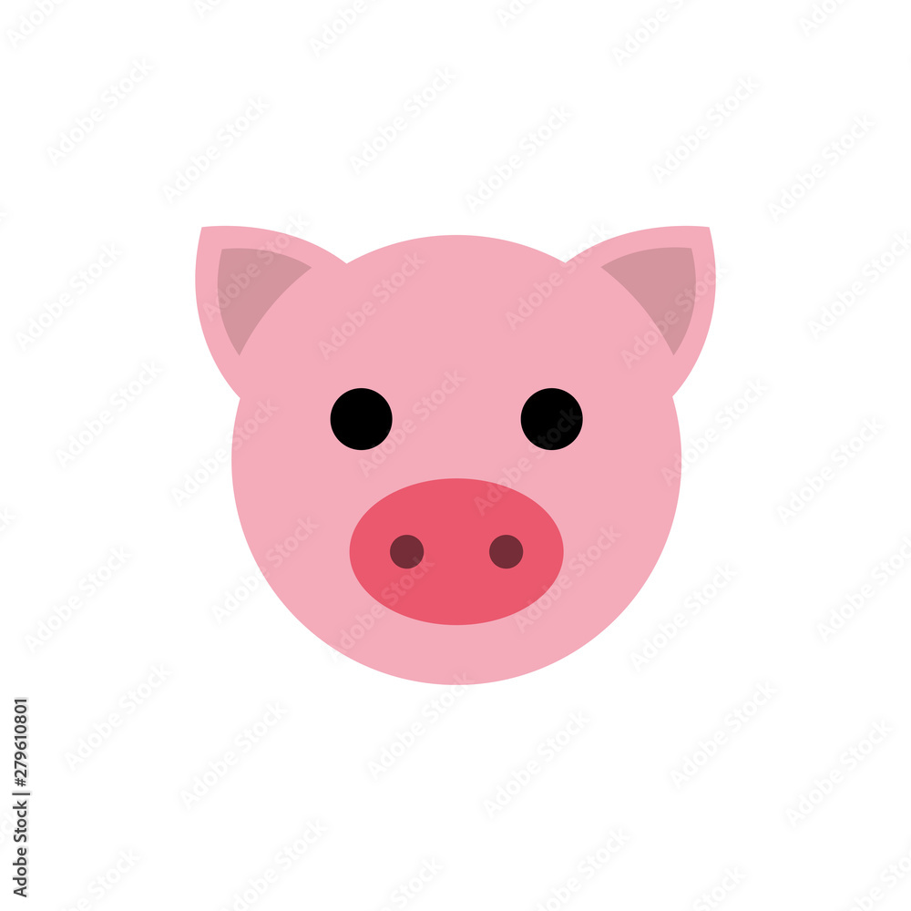 Animal set. Portrait in flat graphics. Pig Animal set. Portrait in flat graphics. Pig