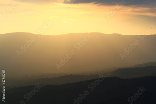 Wallpaper Mural Beautiful landscape layers of mountain and Misty on hill valley in golden twilight of sunset at Thailand Torontodigital.ca