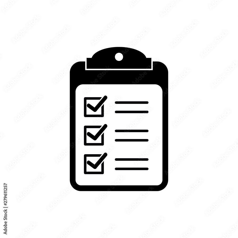The checklist icon. Clipboard symbol. Flat Vector illustration The checklist icon. Clipboard symbol. Flat Vector illustration