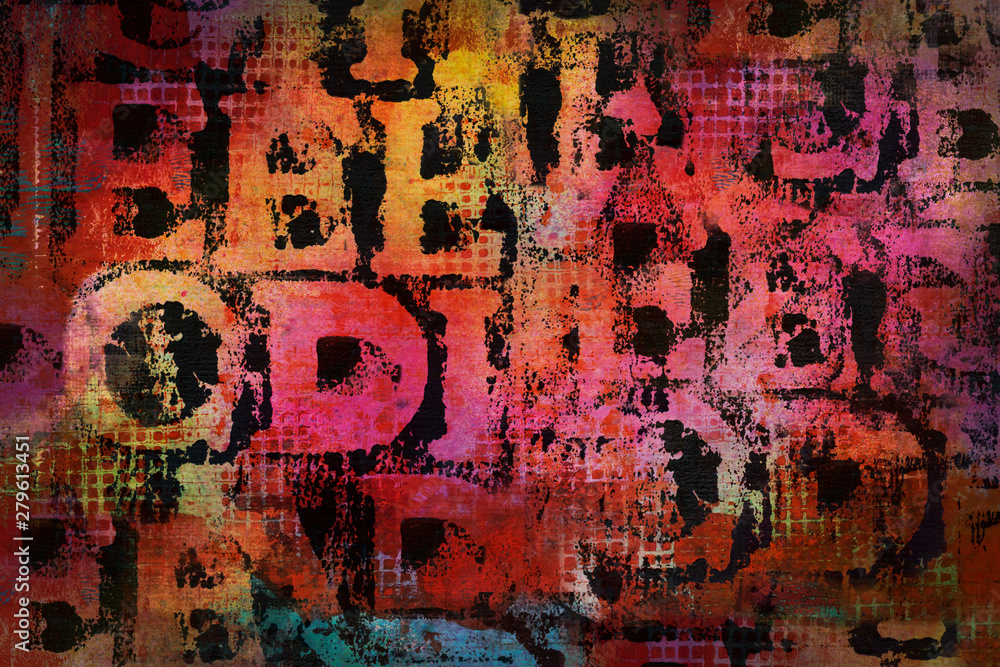 Colorful Distressed Text Fragment Texture