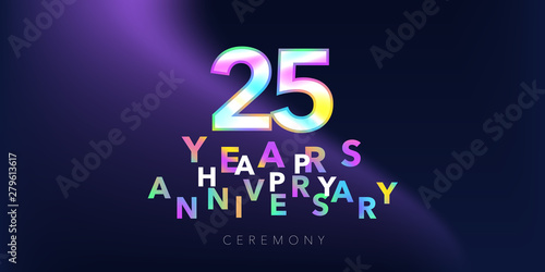 25 years anniversary vector logo, icon. Design element with number and text
