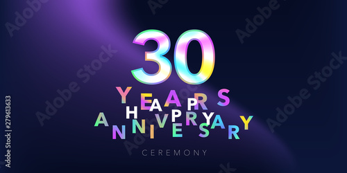 30 years anniversary vector logo, icon. Design element with number and text