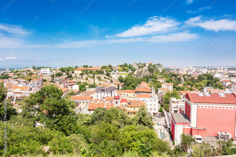 aerial view of the city of Plovdiv in Bulgaria