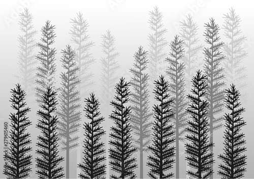 white black forest background design. vector illustration