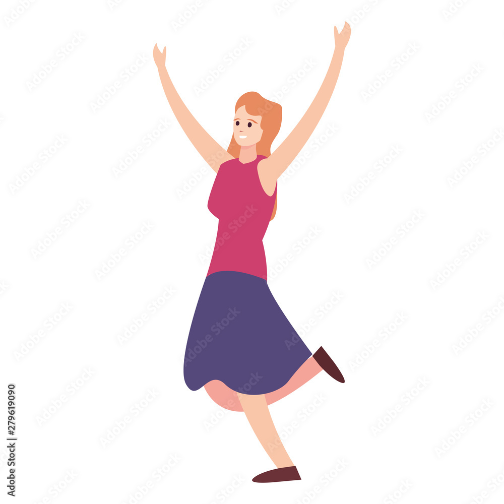 Fototapeta premium woman happy young character on white background