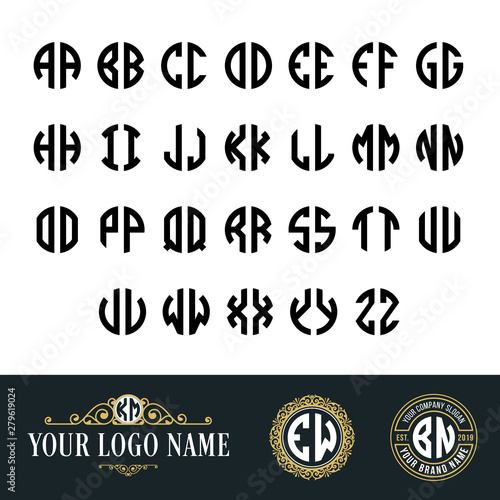 Circle Monogram Font with 2 letters.