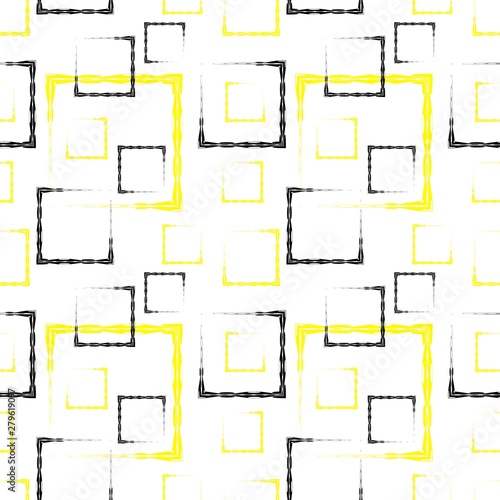 Yellow and black carved squares and frames for an abstract background or pattern.