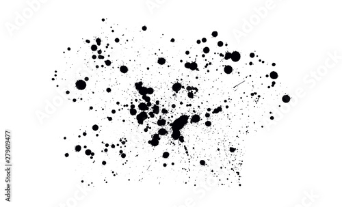 Ink drop splats isolated on white background