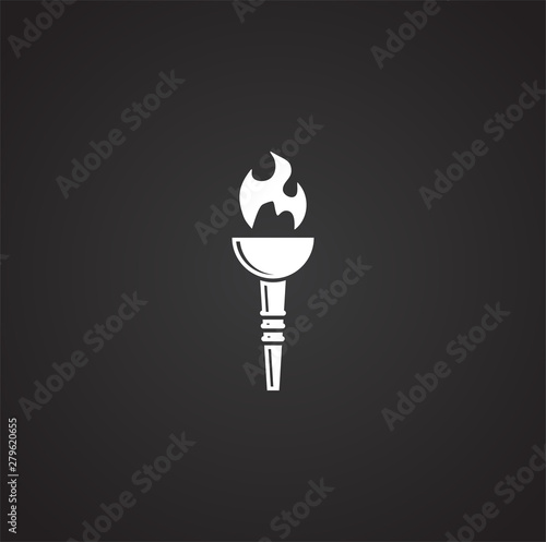 Torch icon on background for graphic and web design. Simple illustration. Internet concept symbol for website button or mobile app.