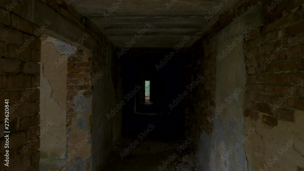 Destroyed and abandoned building, point of view