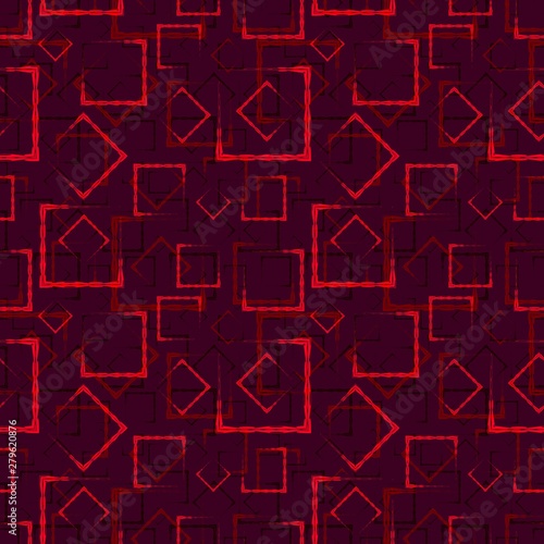 Maroon carved squares and frames for an abstract red background or pattern.