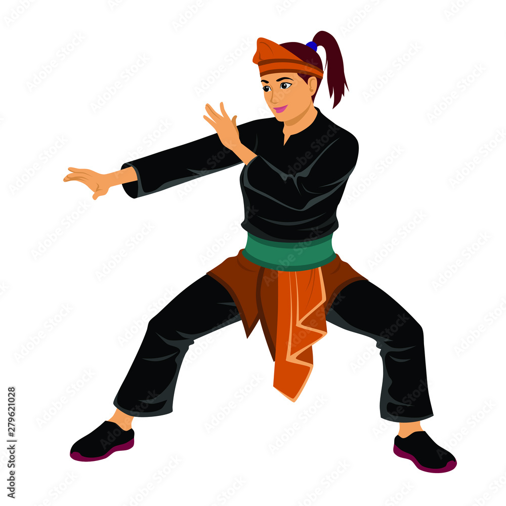 Vector of Silat Martial Arts from Indonesia - Pose 5 - Formal Clothes ...