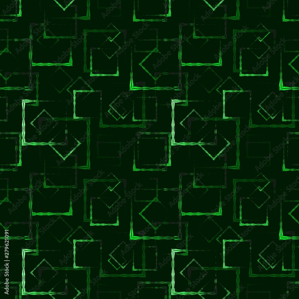 Glowing green carved squares and frames for an abstract background or pattern. Glowing green carved squares and frames for an abstract background or pattern.