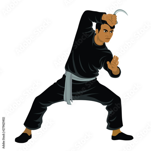 Vector of Silat Using Karambit Weapon - Pose 2