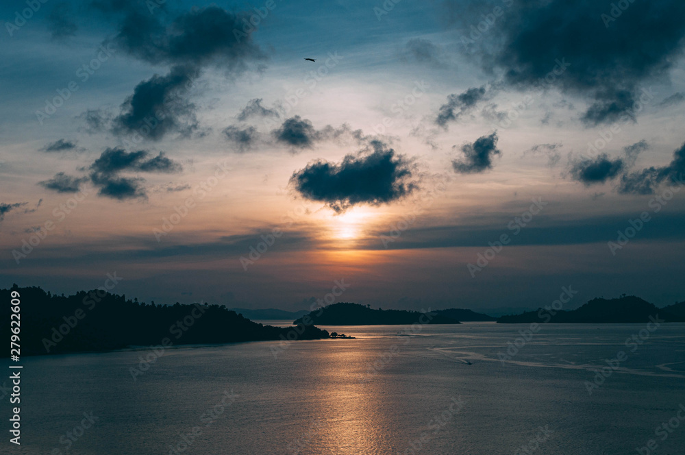 Beautiful evening sky on the Myanmar beach , sunset on the sea Beautiful evening sky on the Myanmar beach , sunset on the sea