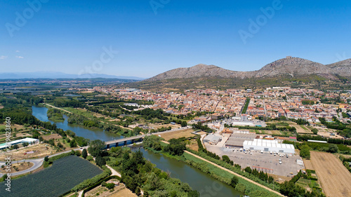 Aerial view of Torroella de Montgri city and castle in Catalonia photo
