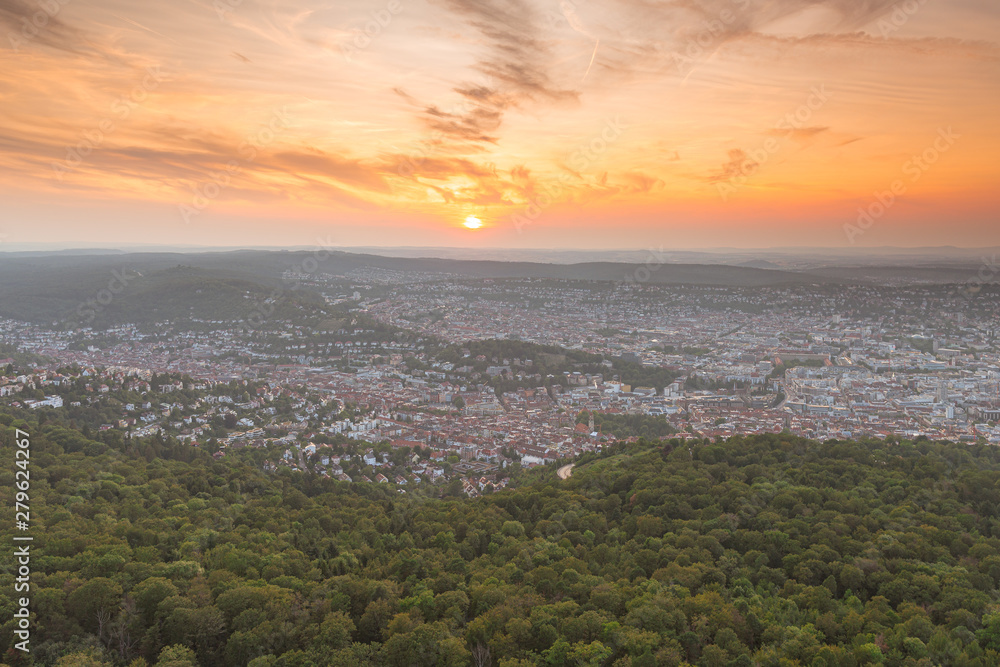 Sonnenuntergang über Stuttgart vom Stuttgarter Fernsehturm