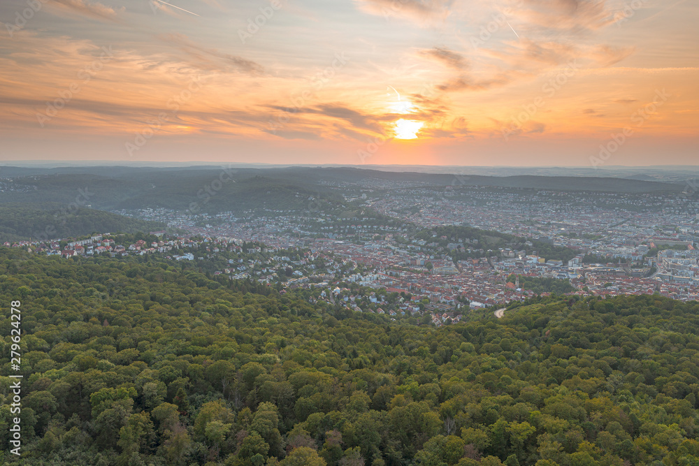 Sonnenuntergang über Stuttgart vom Stuttgarter Fernsehturm Sonnenuntergang über Stuttgart vom Stuttgarter Fernsehturm