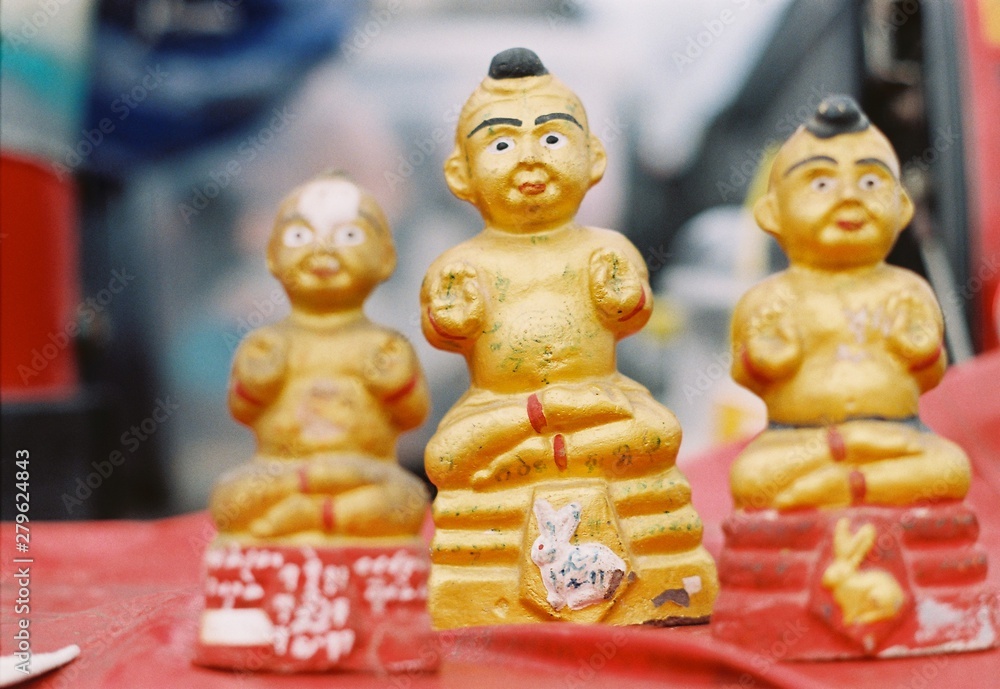 chinese figurines on white background