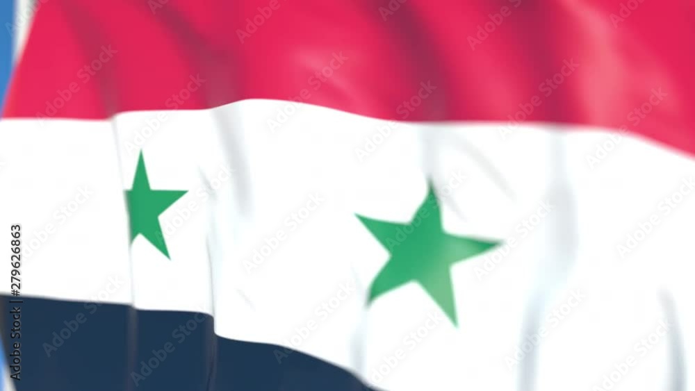 Waving national flag of Syria close-up, loopable 3D animation Waving national flag of Syria close-up, loopable 3D animation