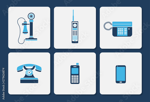 Isolated phone icons in two color shape vector set