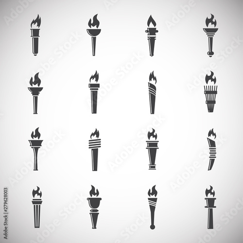 Torch icons set on background for graphic and web design. Simple illustration. Internet concept symbol for website button or mobile app.