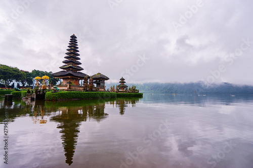 Hindu Temple Pura Ulun Danu on lake Bratan  Bali Indonesia  one of famous tourist attraction.