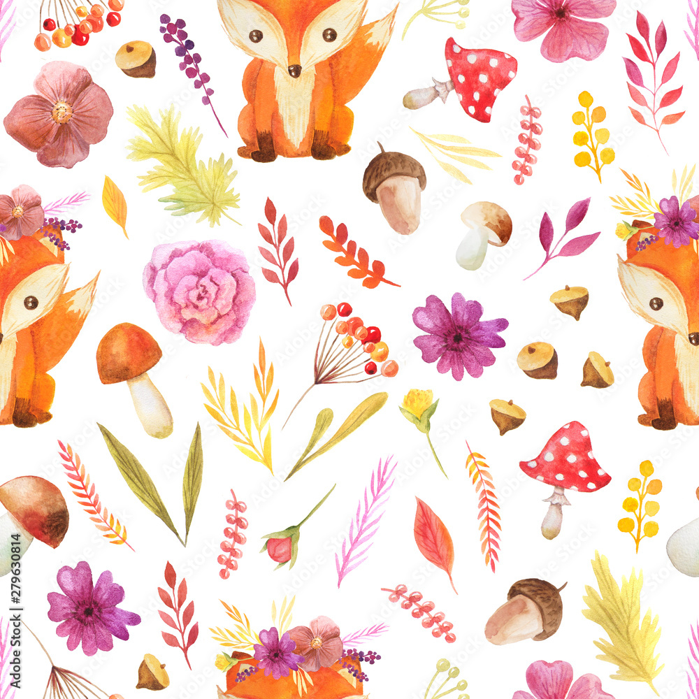 Seamless pattern with watercolor autumn leaves Seamless pattern with watercolor autumn leaves