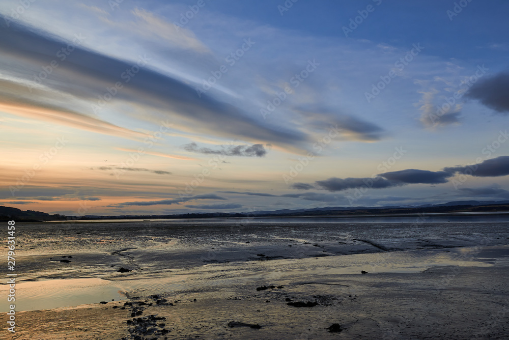 Winters Sunset over the Montrose Basin with the tide out. Montrose, angus, Scotland.