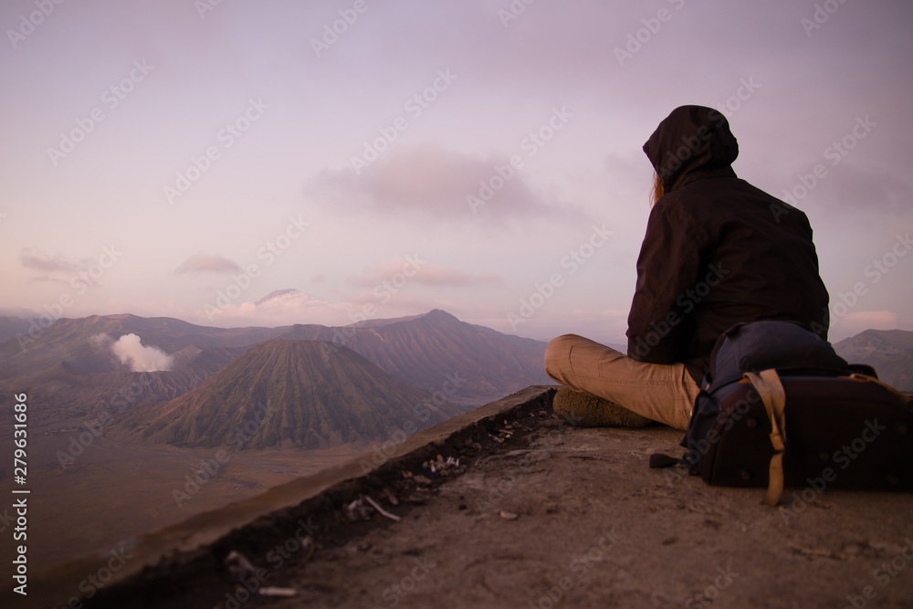 The Backpacker Looking at Mount Bromo