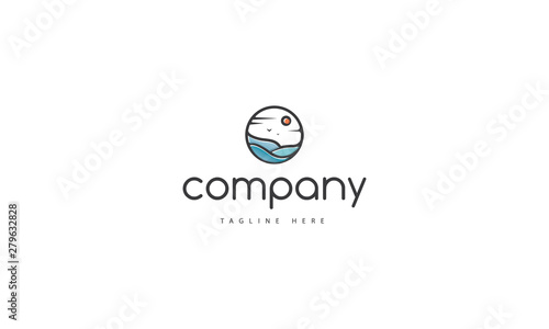Free Download Vector color logo on which the abstract image of the ocean and the sun. - GFXLoad