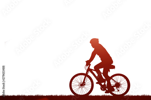 Fototapeta Naklejka Na Ścianę i Meble -  Cycling Silhouette on white background