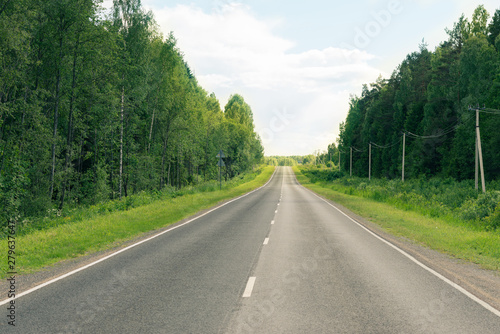 Empty countryside road in summertime